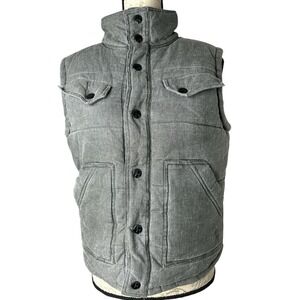 Kane & Unke‎ Men's Quilted Button Up Vest Gray Heather Size S Casual Warm